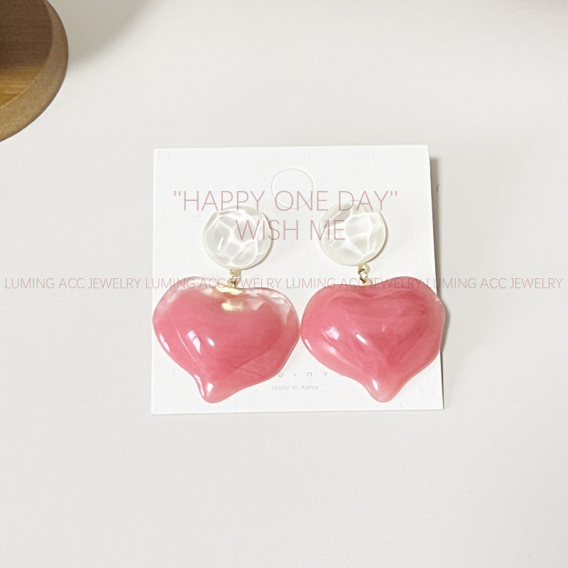 Acrylic  Ice Blue Sea Salt Love Earrings (Minimo de Compra 2) MIC-LuM002