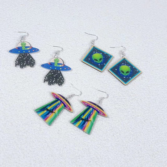 Acrylic Alien UFO Earrings (Minimo de Compra 2) MIC-JiuT018