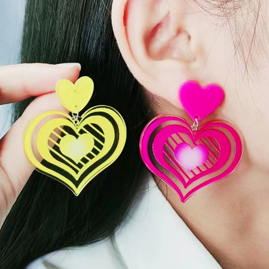 Alloy 6 color multi-layer heart earrings (Minimo de Compra 2) MIC-DuA061