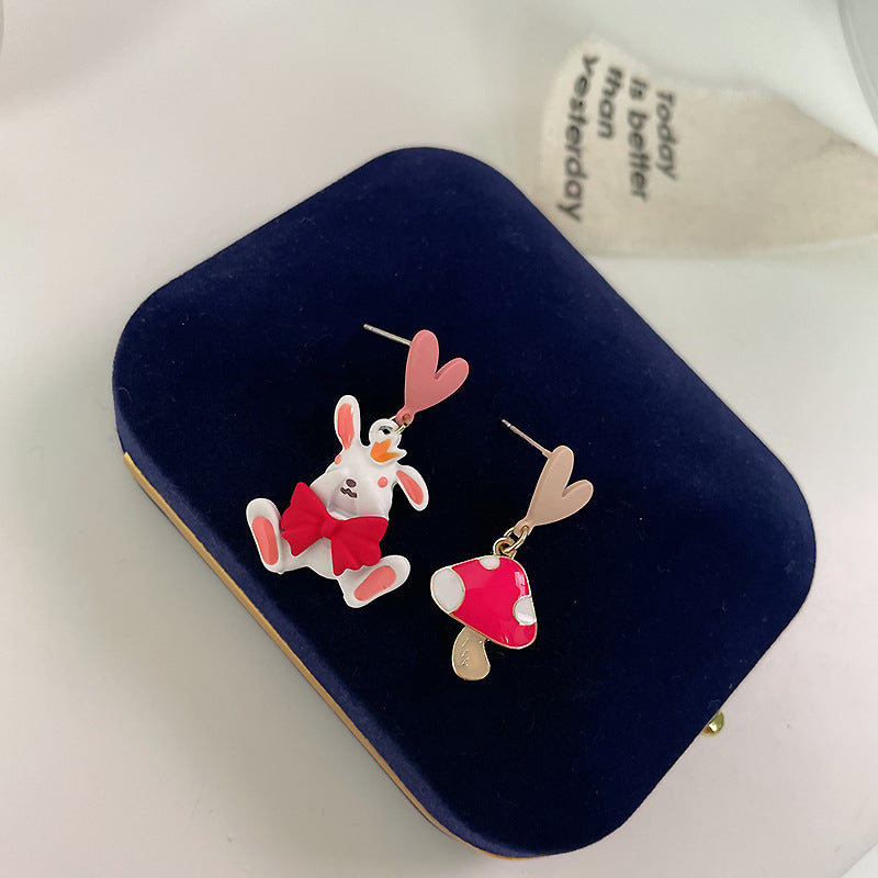 Alloy Cute Wind Love Mushroom Rabbit Earrings (Minimo de compra 2) MIC-FuZ014