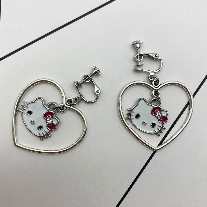 Alloy Spicy Girl Love Cat Earrings Minimo de compra 2 MIC-MaoN004