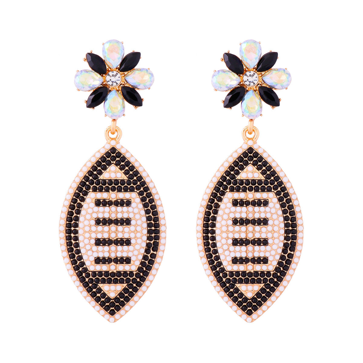 Alloy studded diamond football earrings MYA-JuJ029