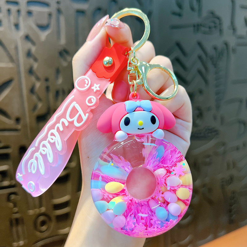 PVC liquid quicksand swimming ring keychain MIC-YanG017