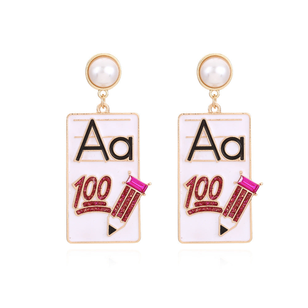 Alloy Dropping Oil Number Letter Earrings MIC-ManY007