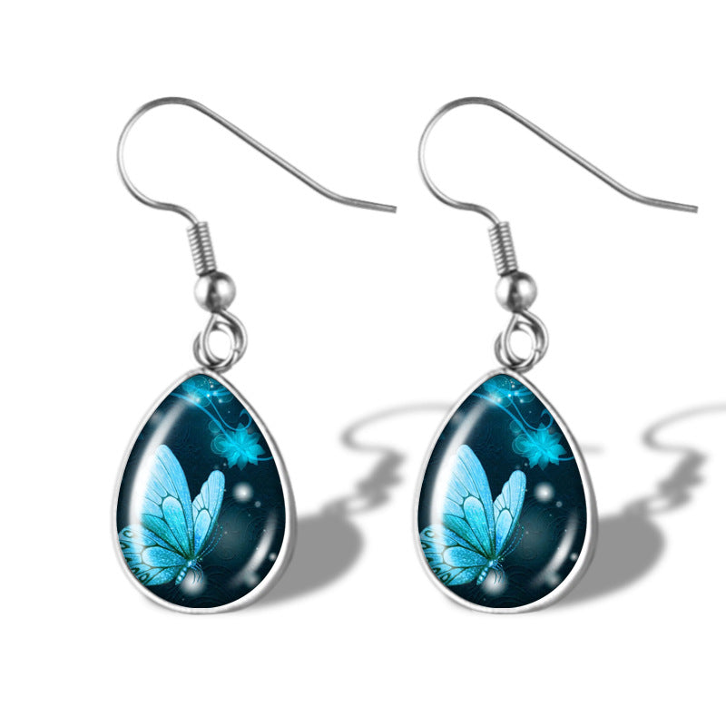 Stainless steel crystal glass earrings (Minimo de Compra 2) MIC-NuF002