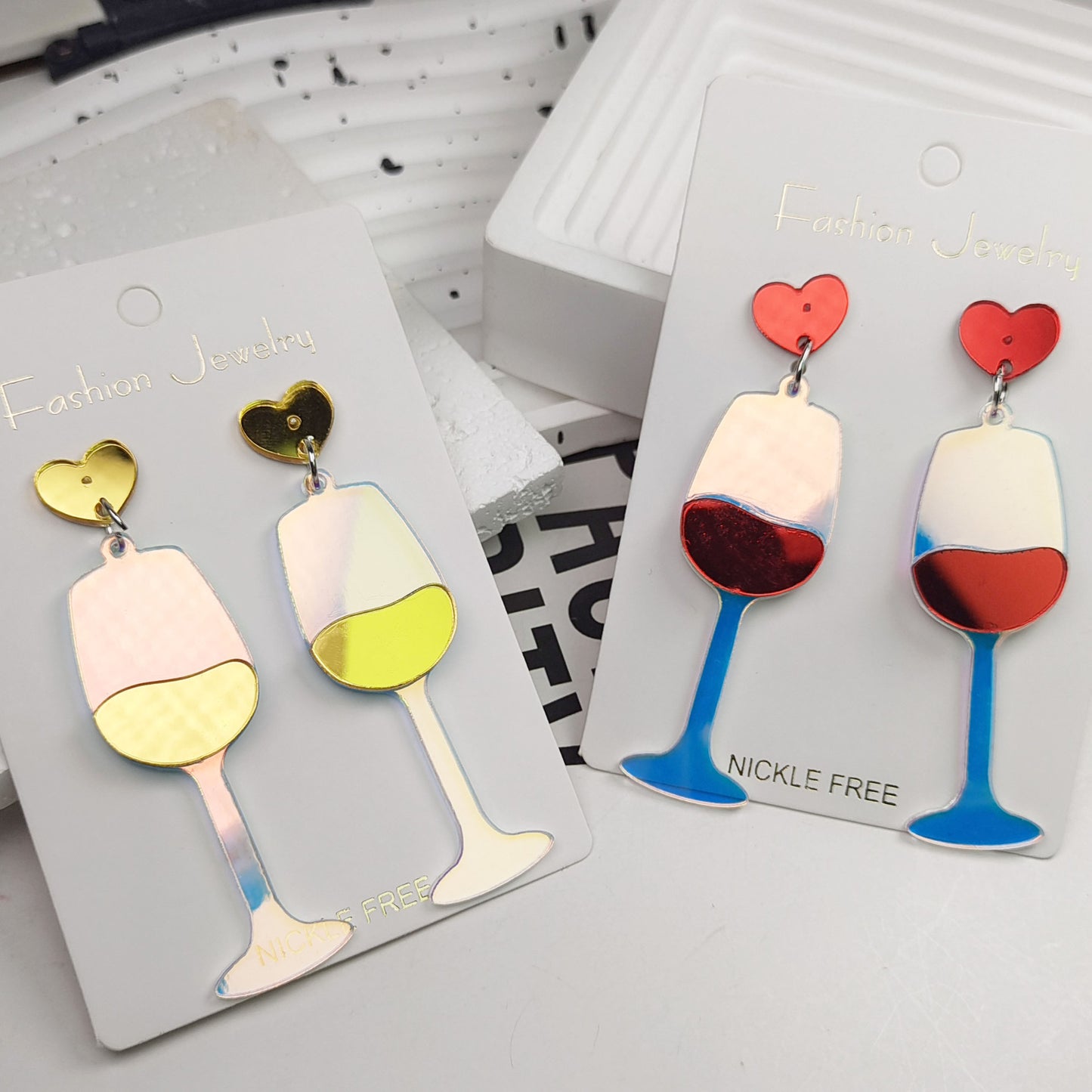 Alloy High Foot Red Wine Cup Earrings MIC-JiaY023