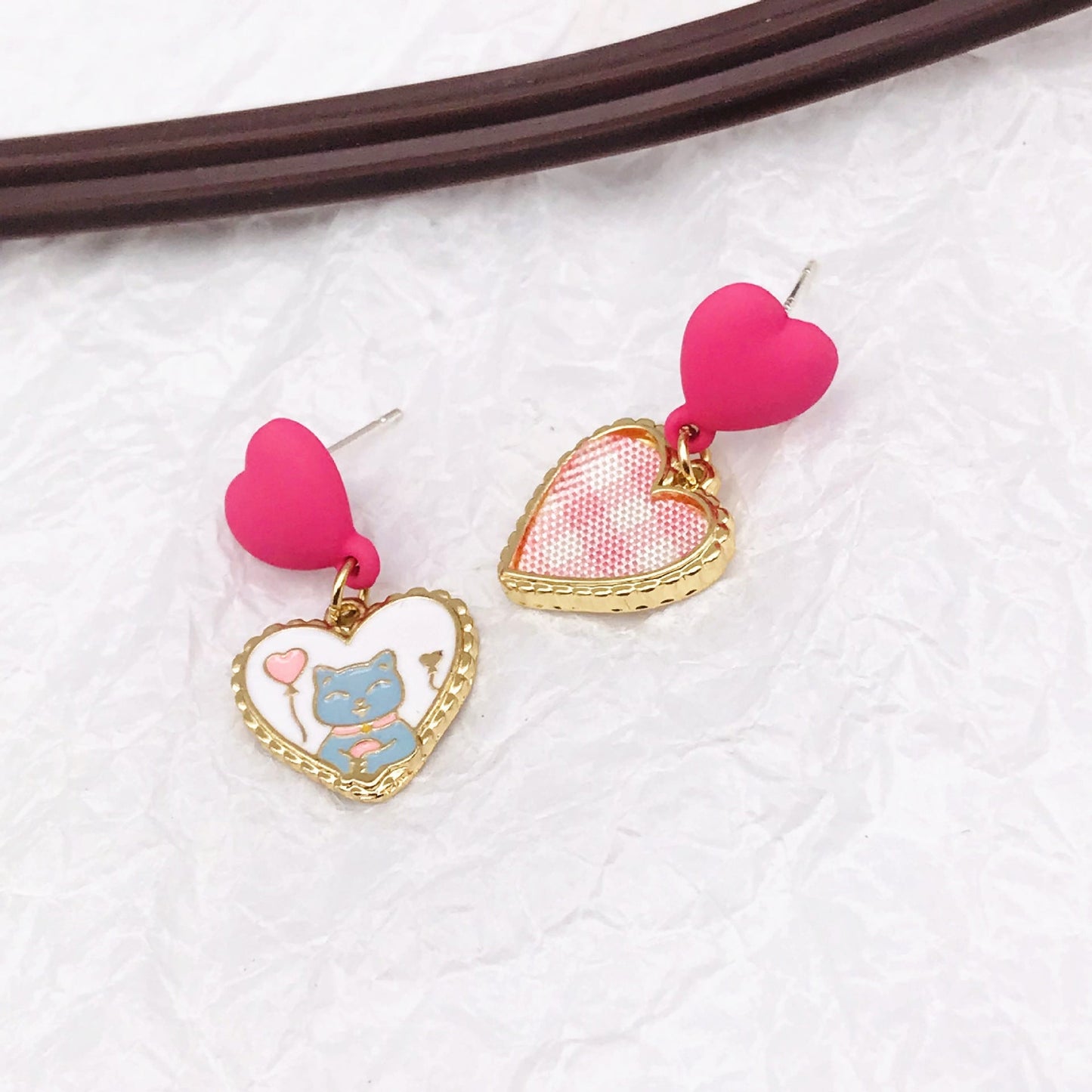 S925 silver needle love kitten earrings MIC-YKT014