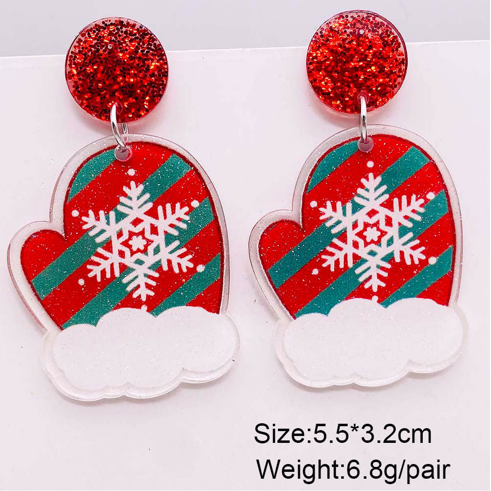 Acrylic Santa Claus Socks Earrings (Minimo de Compra 2) MYA-ChenY032