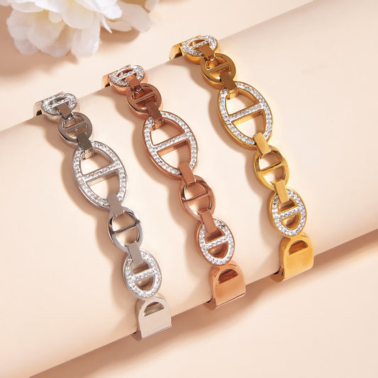 Bracelet Pig Nose Hollow Opening Stainless Steel QianH006