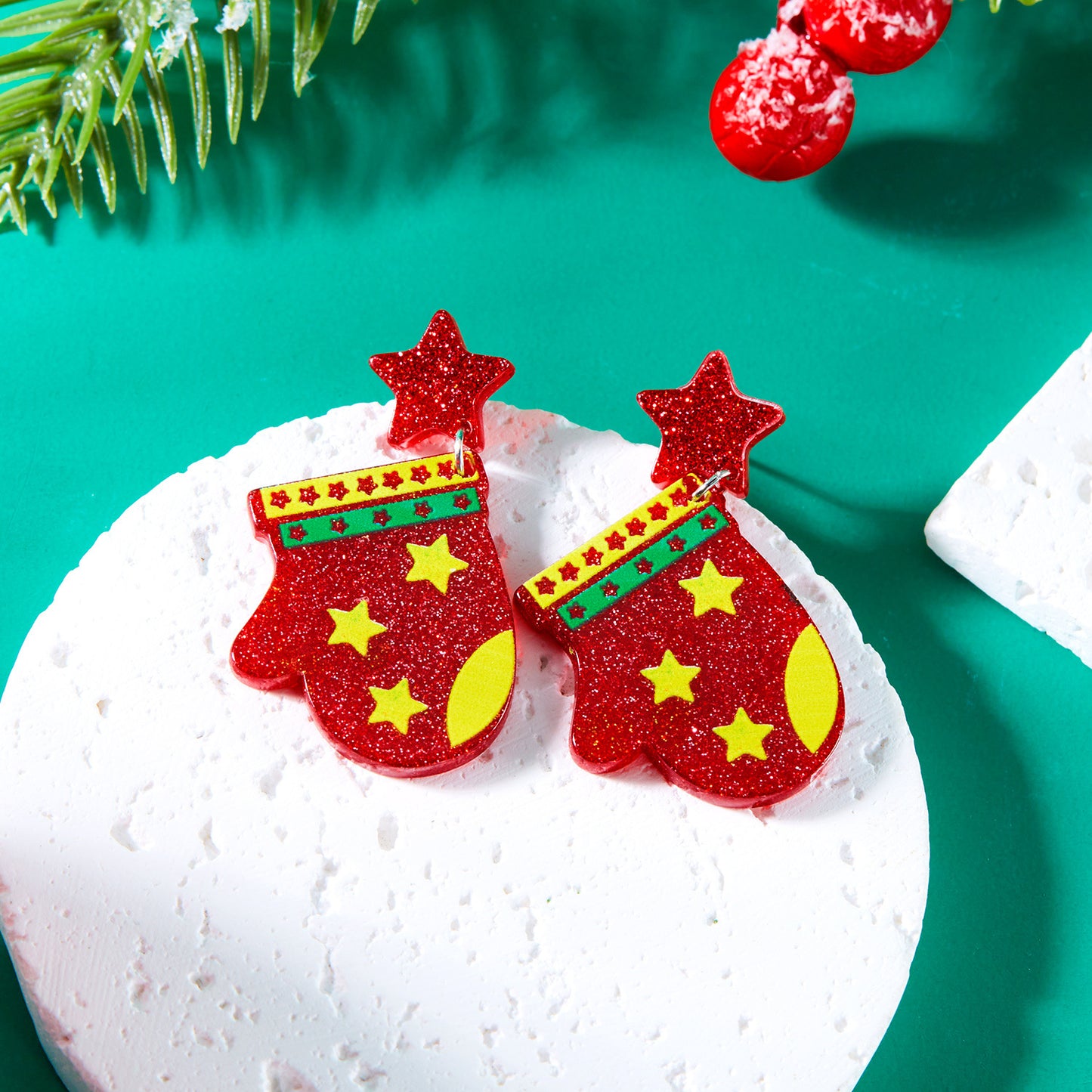 Alloy cartoon colored Christmas tree earrings MIC-ChuY007