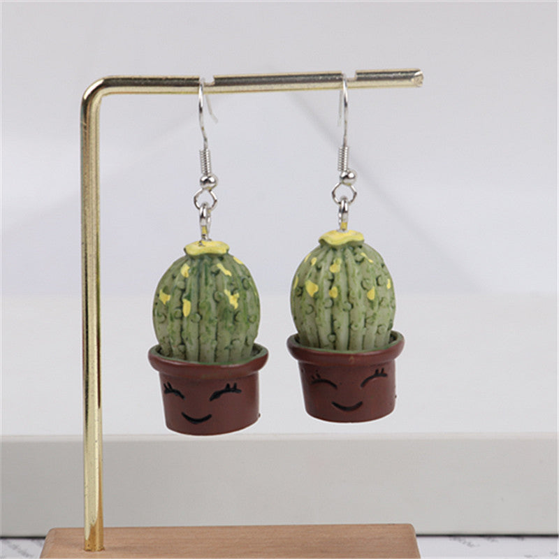 Acrylic plant potted cactus earrings MIC-ChouD036