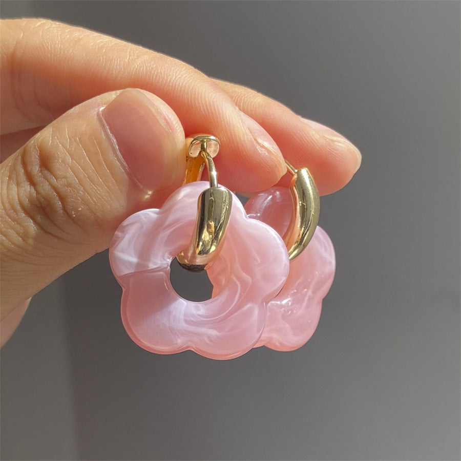 Alloy C-shaped copper tube colored oil drip earrings (Minimo de Compra 2) MIC-YingS008