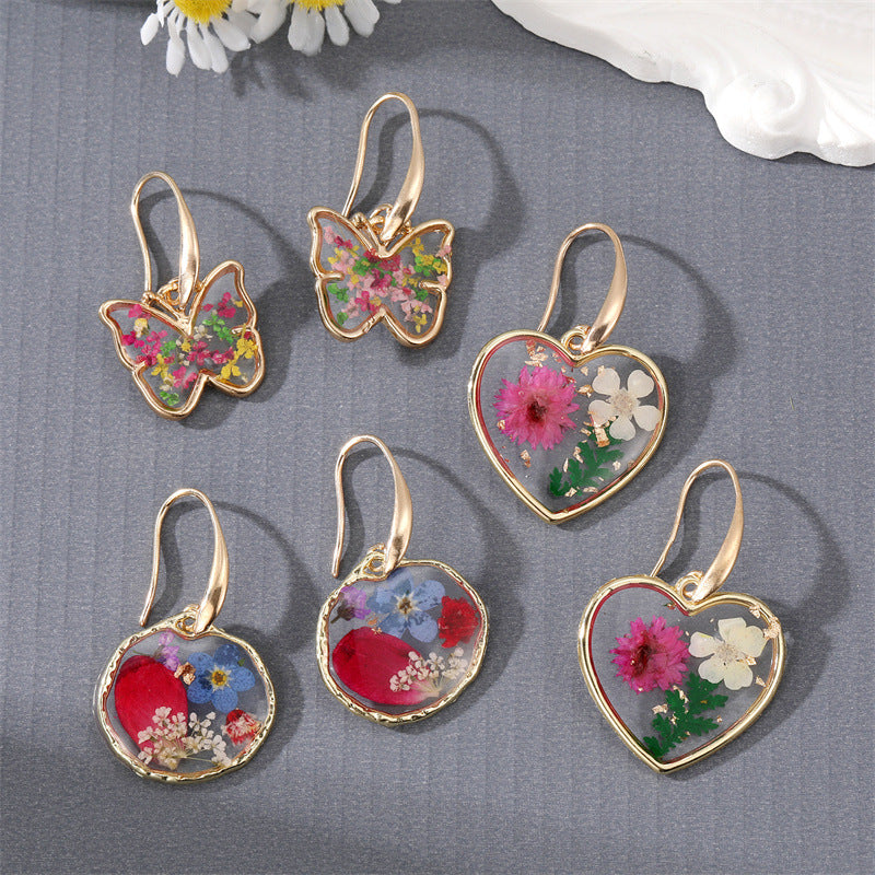 Alloy transparent eternal flower earrings (Minimo de Compra 6) MIC-JueJ036