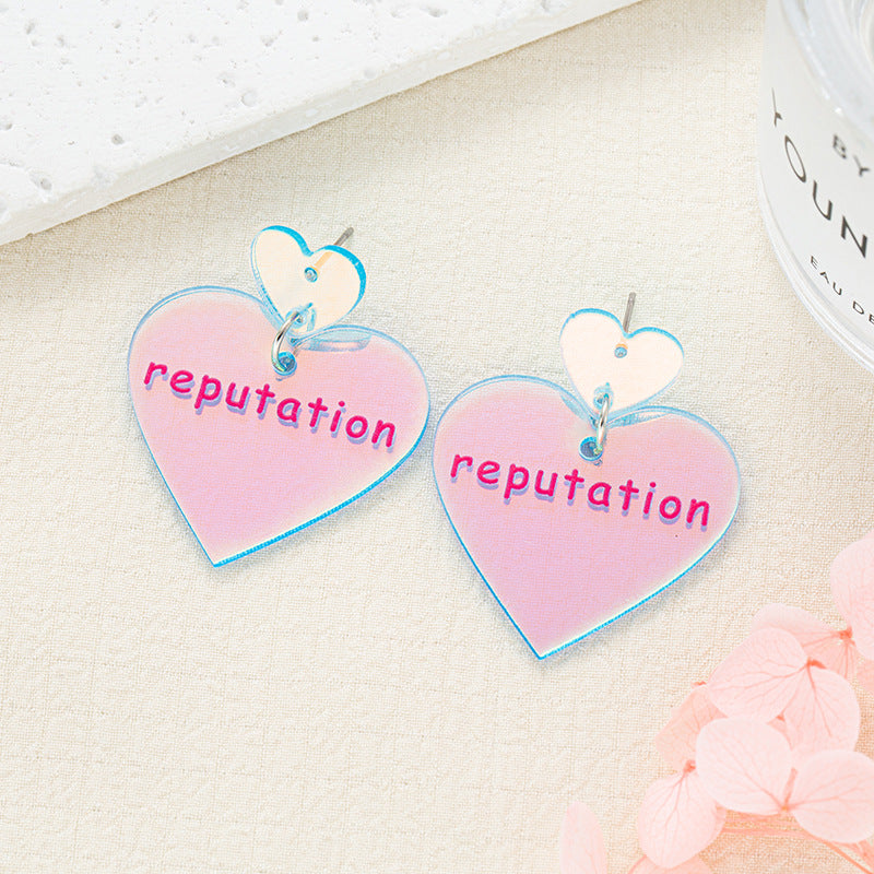 Alloy laser heart-shaped earrings MIC-JiaY021