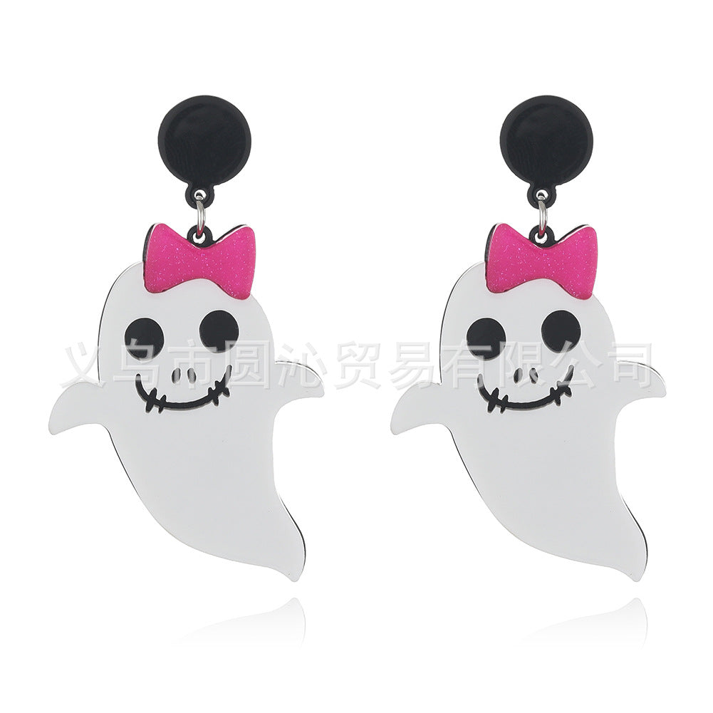 Acrylic Funny Pumpkin Ghost Earrings (Minimo de Compra 3) MYA-YuanQ005