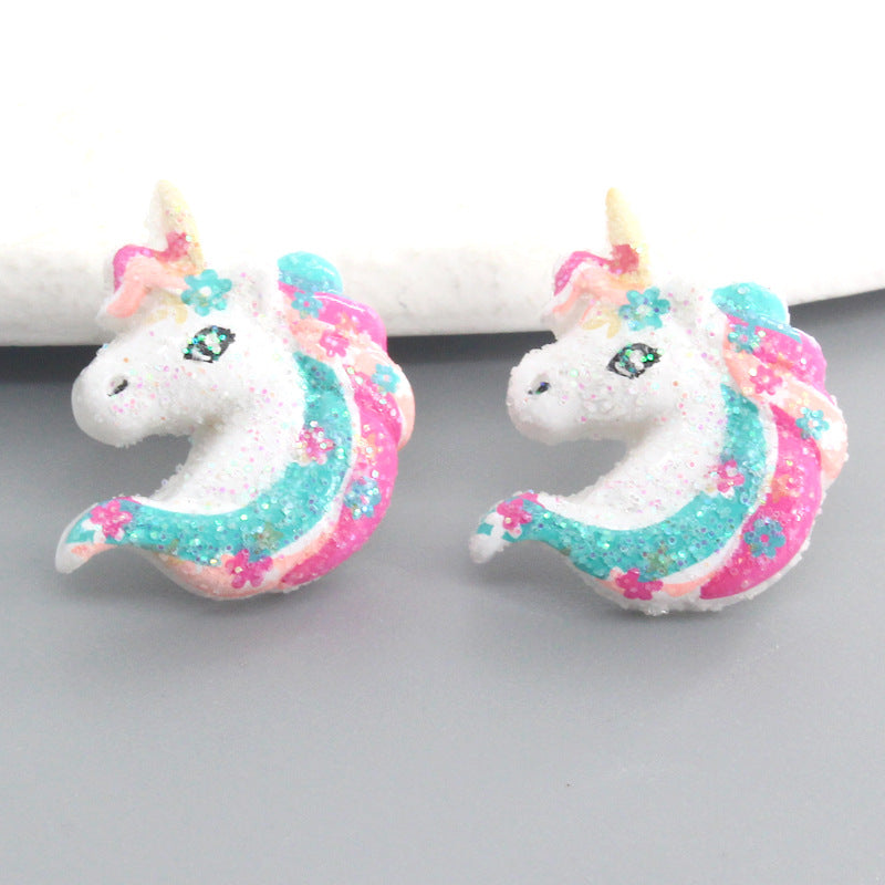 Acrylic Sparkling Powder Unicorn Earrings (Minimo de Compra 3) MIC-JueJ002