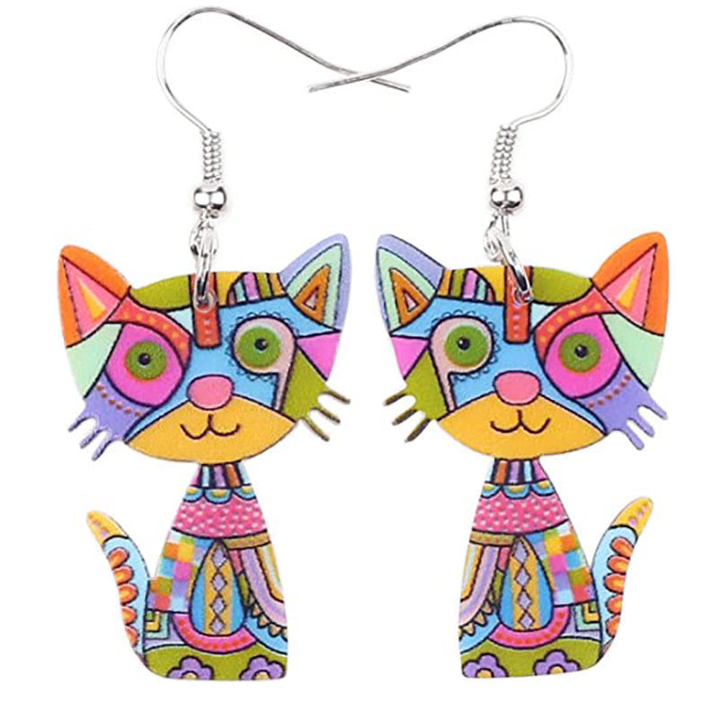 Acrylic New Colored Cat Earrings (Minimo de Compra 10)  MIC-YuQ008