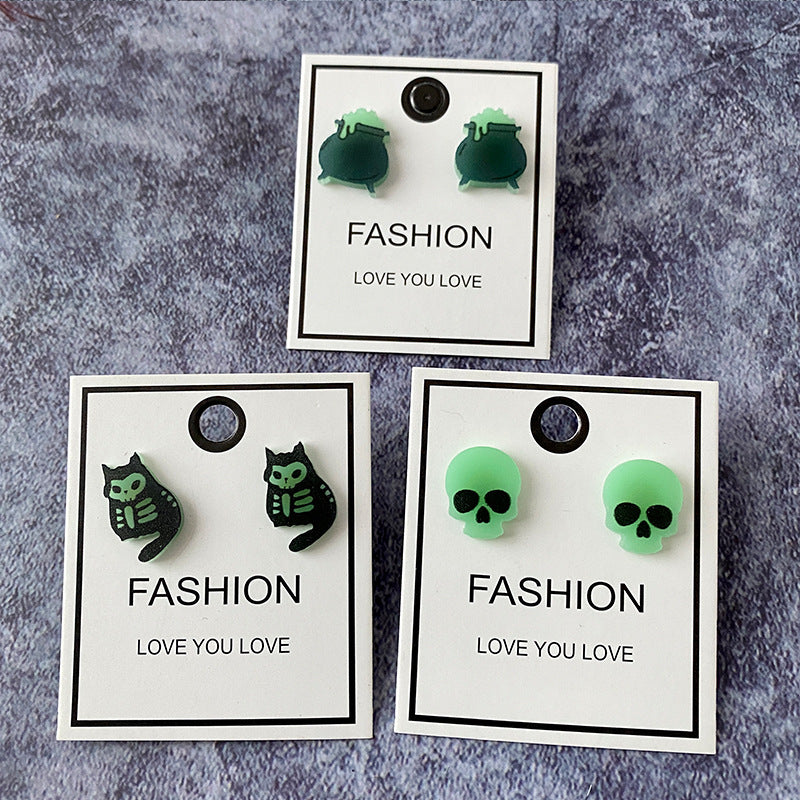 Acrylic Ghost Cat Glow Earrings (Minimo de Compra 2) MYA-XinC004