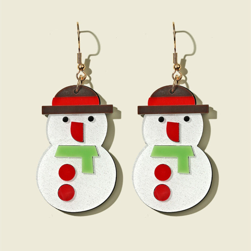 Acrylic Christmas Tree Snowman Earrings MIC-JunJ022