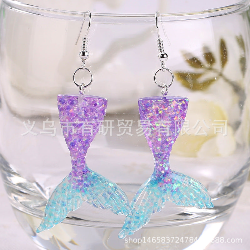 Acrylic sequin simulation mermaid earrings (Minimo de Compra 2) MIC-YouY015