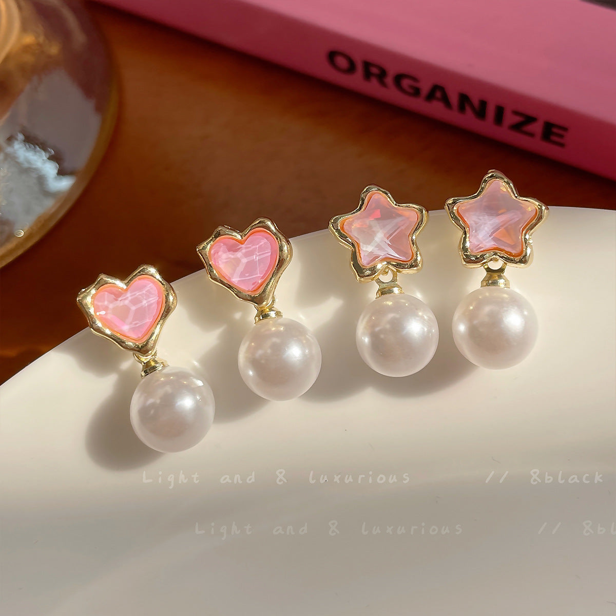 Acrylic Pink Love Earrings (Minimo de Compra 2) MYA-ShuangX020