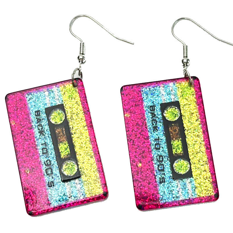 Alloy acrylic oil gloss magnetic tape earrings (Minimo de compra 2) MIC-HeY005