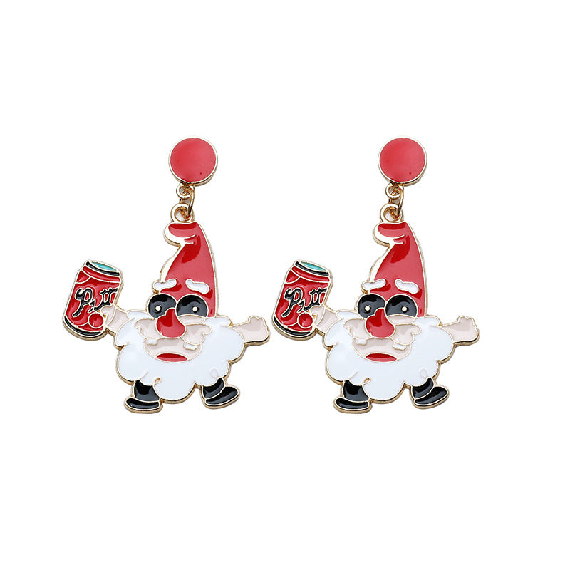 Alloy Drop Oil Santa Claus Earrings MIC-KaiQ029