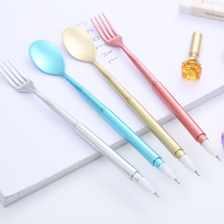 Diamond Spoon Fork Plastic Ballpoint Pen Liuj015