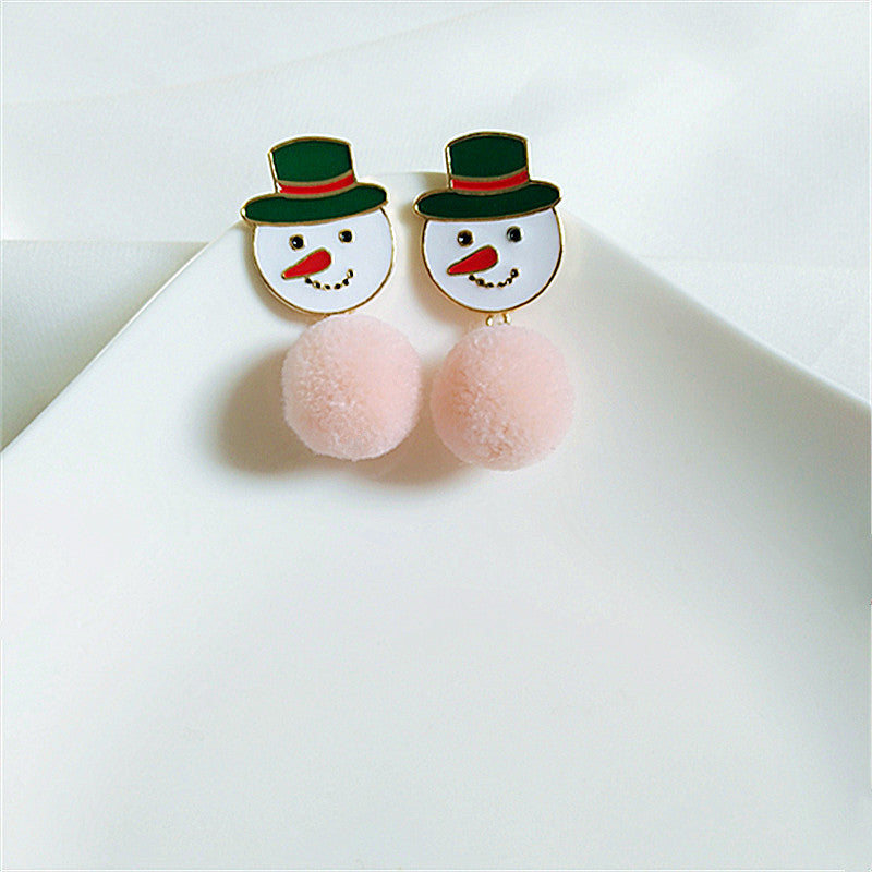 Alloy hairy ball snowman earrings MIC-AiM020