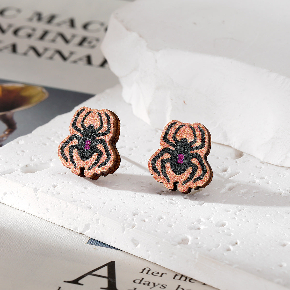 Alloy Dark Wind Spider Skull Earrings (Minimo de Compra 6) MIC-JueJ033