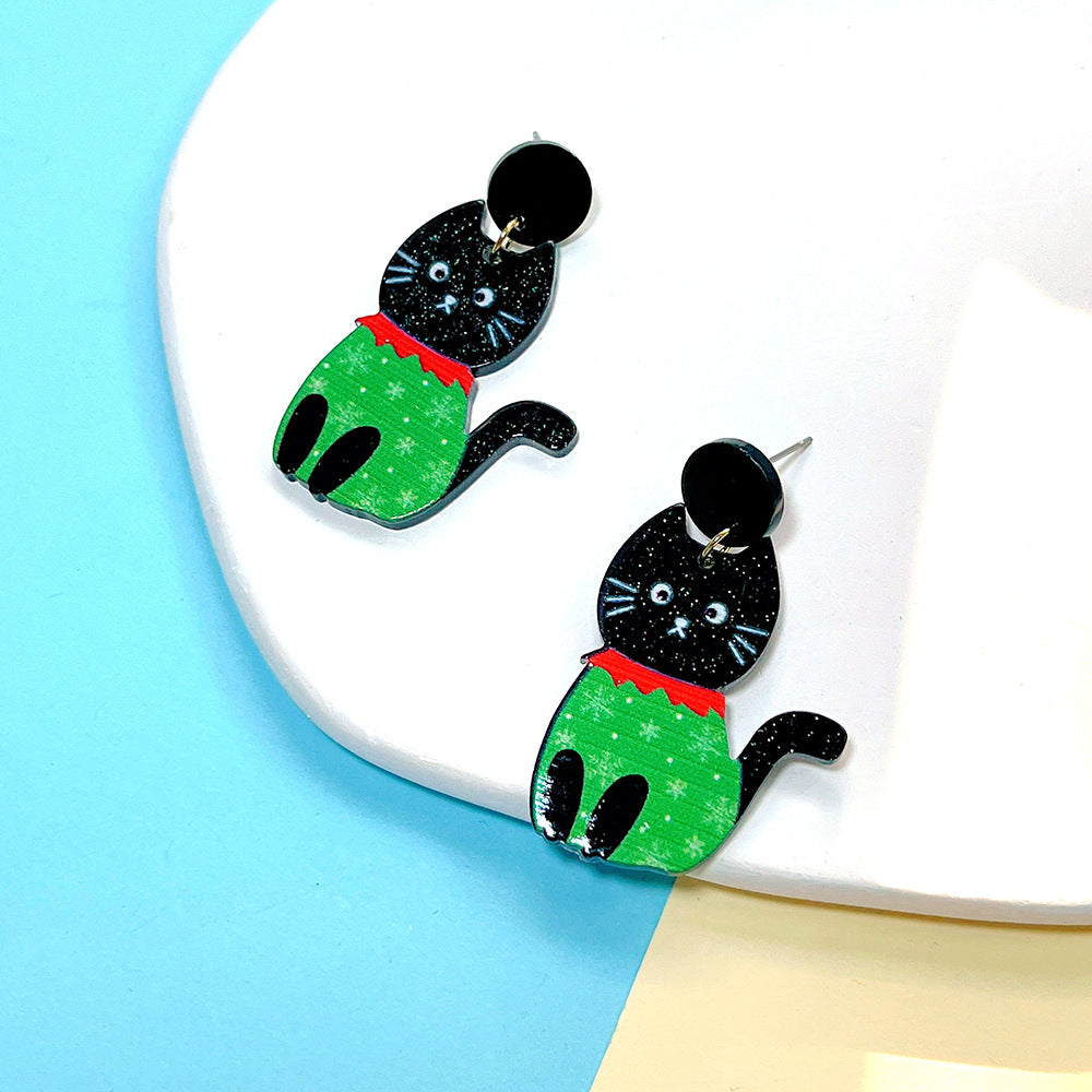 Acrylic New Cartoon Cat Cute Earrings PinH022