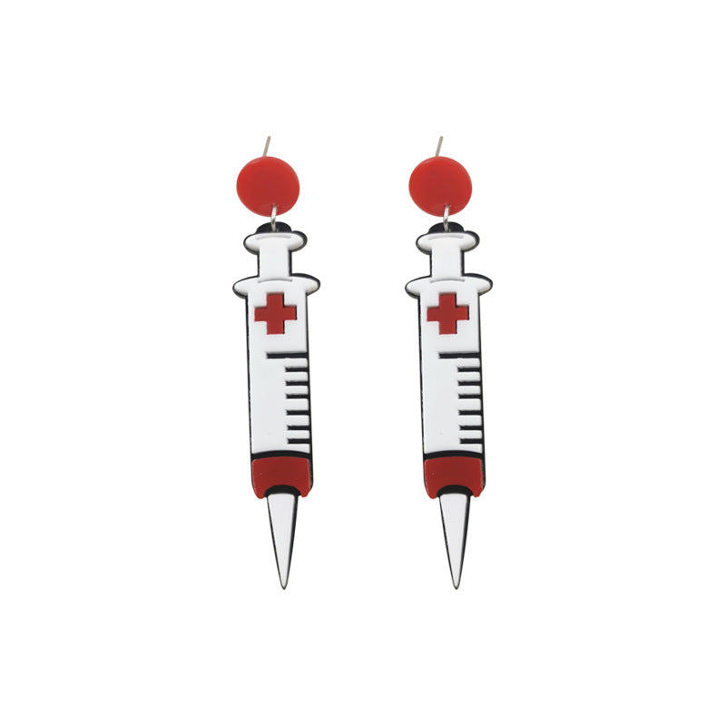 Acrylic simulation needle barrel earrings (Minimo de Compra 2) MYA-QingM031