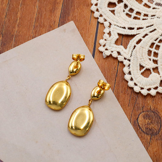 Titanium steel 18K water droplet shaped hollow earrings MYA-XuanJ003