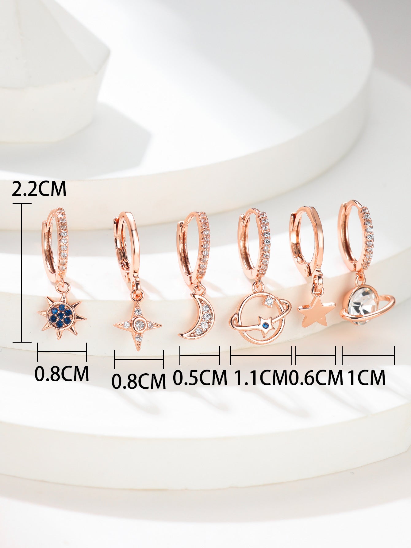 Alloy Star Moon Twisted Rope Planet Six piece Earrings Set MIC-ErY015