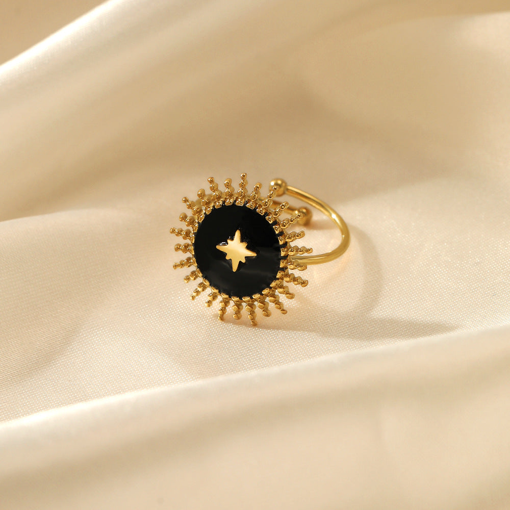 Gold Plated Stainless Steel Sunflower Ring （Minimo de compra 2） MYA-chenH009