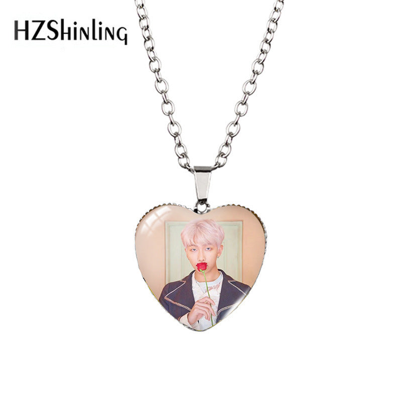 Alloy Time Gem Heart Necklace MIC-XiangL039