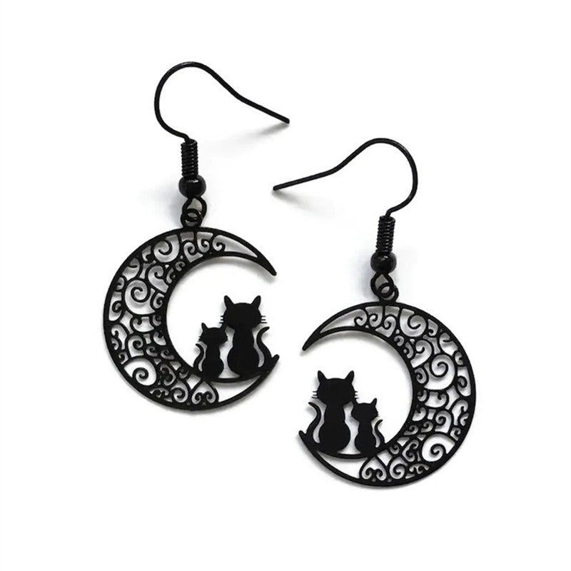 Alloy Hollow Moon Earrings MIC-AnM009