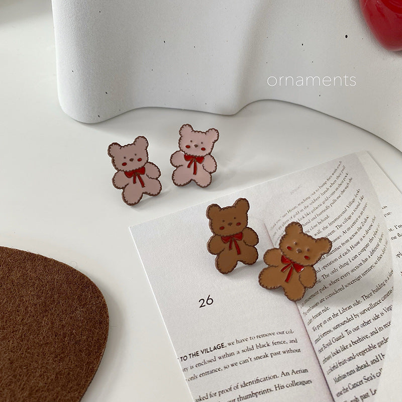 Resin Bow Bear Earrings (Minimo de compra 2) MIC-TQL013