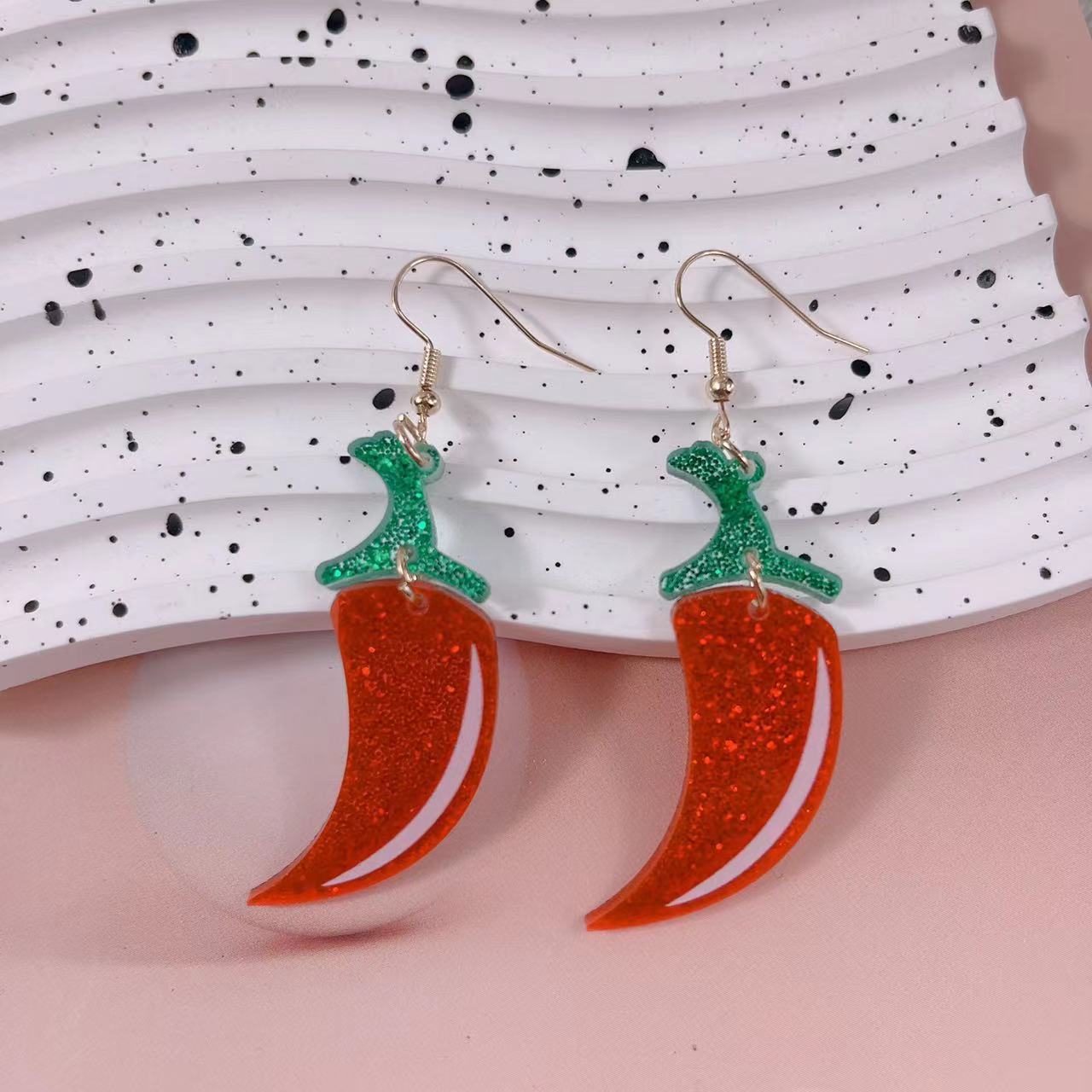 Acrylic simulated red chili earrings (Minimo de compra 2) MYA-AnD014