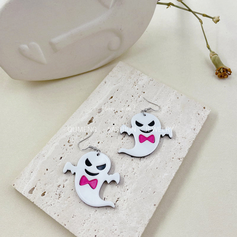 Acrylic Halloween Bowtie Ghost Earrings (Minimo de Compra 3) MIC-OuG051