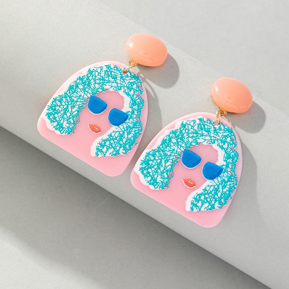 Acrylic character image earrings (Minimo de Compra 2) MIC-BeiQ009