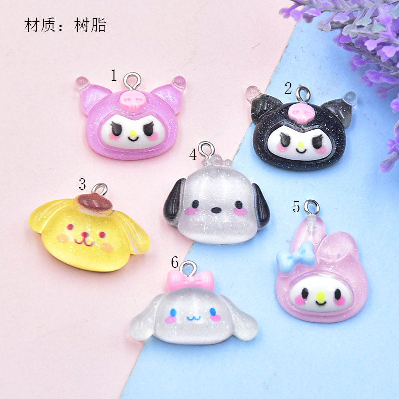 Resin transparent glitter cartoon animal accessories MIC-ZhiB014