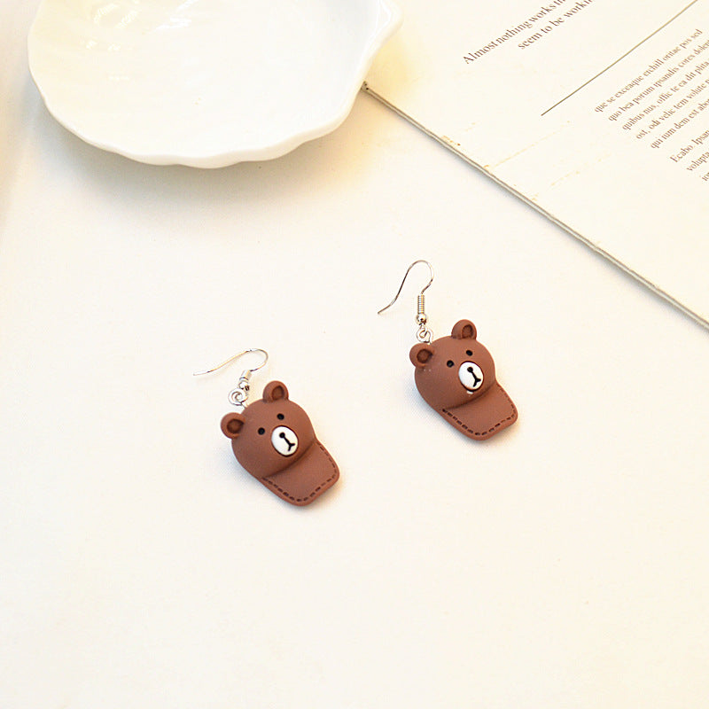 Acrylic small animal rabbit bear earrings MIC-XieN057