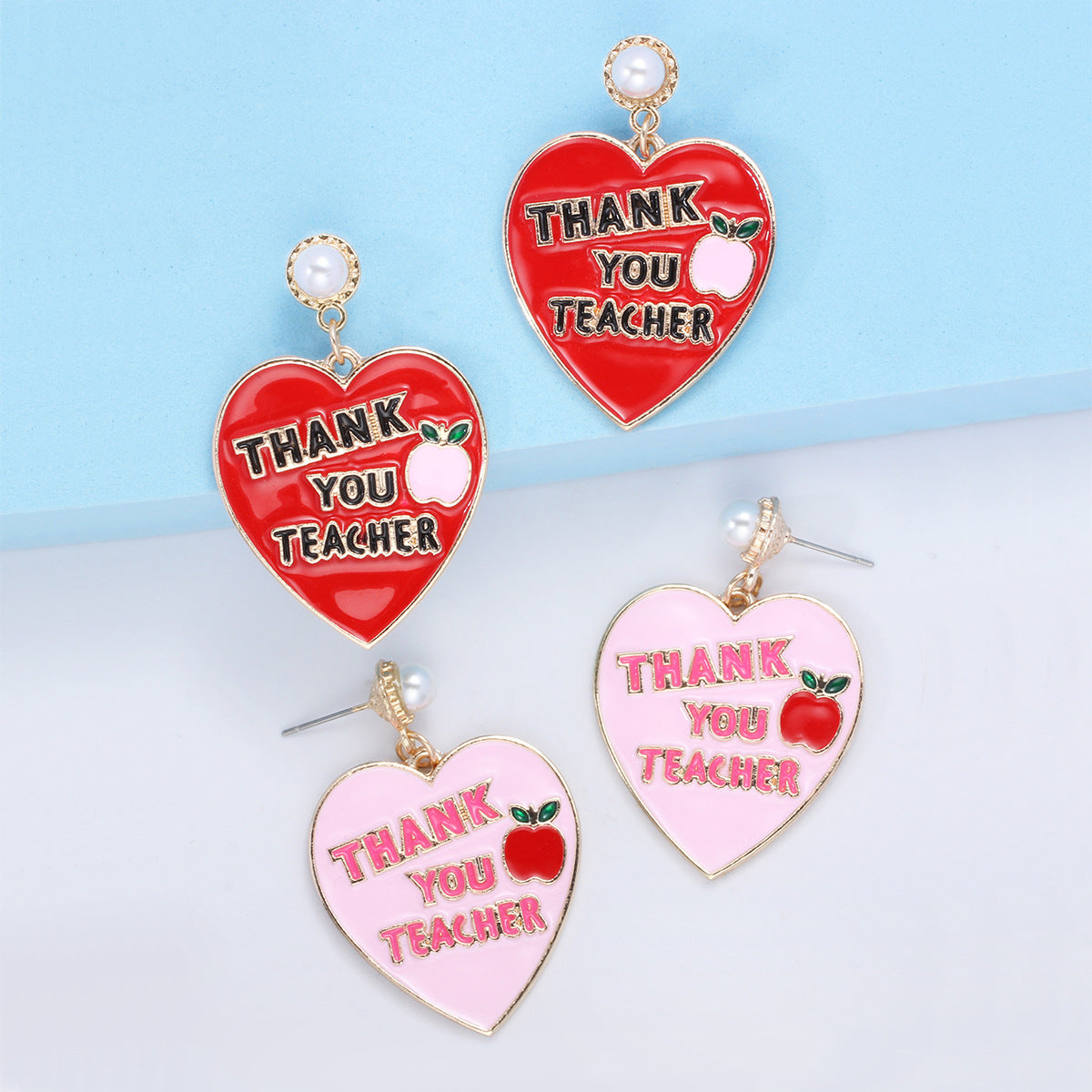 Alloy New Pink Love English Earrings MIC-JuJ006