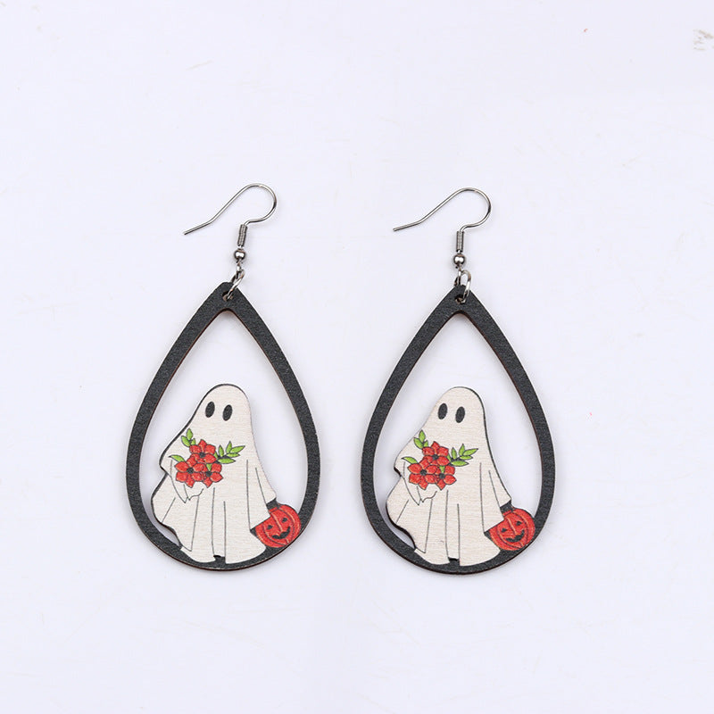 Acrylic Halloween Wood Earrings (Minimo de Compra 2) MYA-DuA019