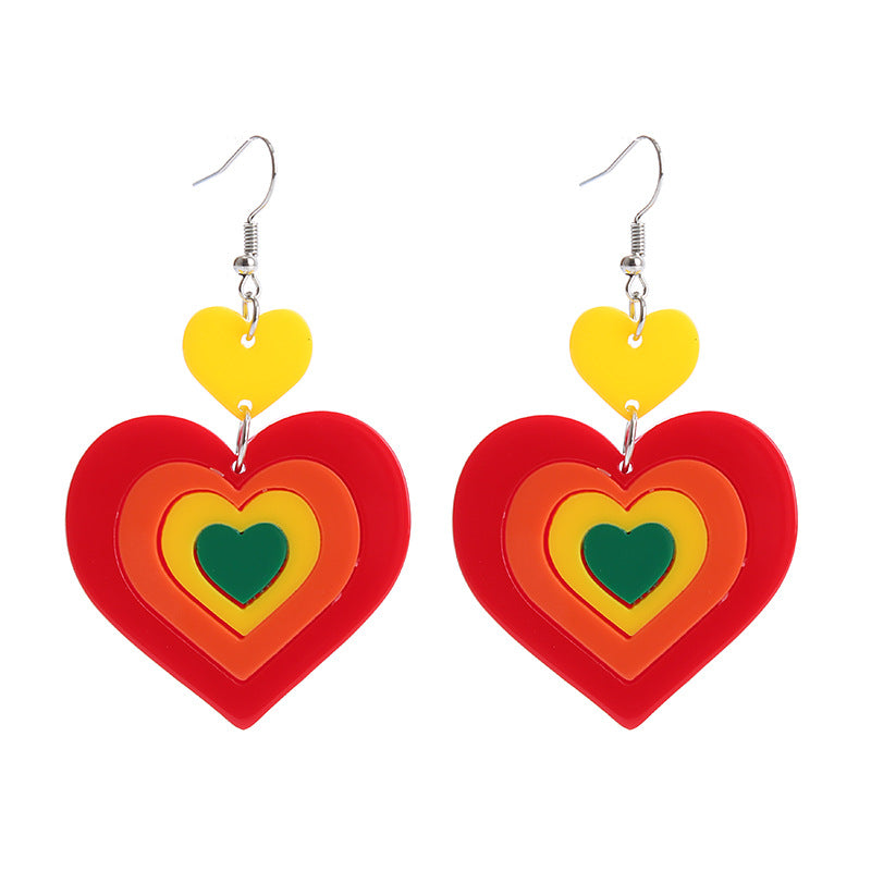 Acrylic Red Love Earrings (Minimo de Compra 2) MIC-ChouT041