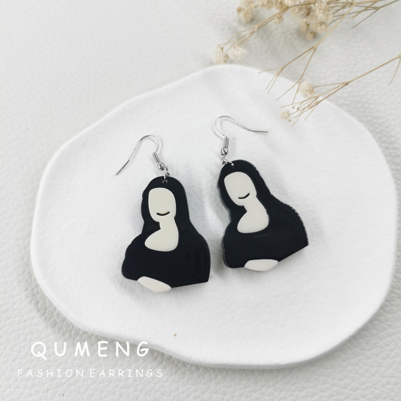 Acrylic cartoon Mona Lisa earrings (Minimo de Compra 2) MYA-QingM032