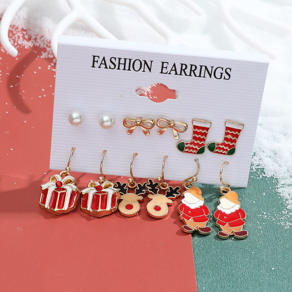 Alloy Christmas Snowman Crutch Earrings (Minimo de Compra 2) MIC-MiaoY096