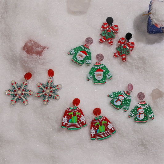 Acrylic Santa Claus Earrings  (Minimo de Compra 2) MYA-MiL007