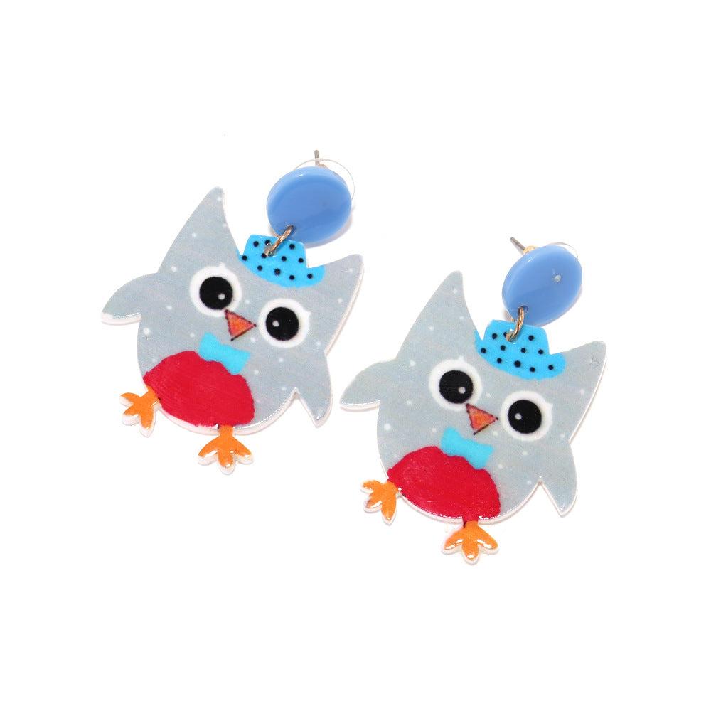 Alloy printed chicken earrings MIC-ManY022